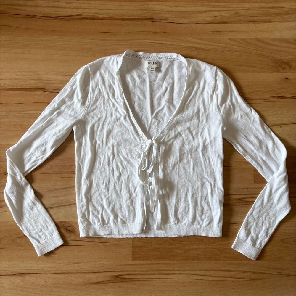 White J.Crew Cottagecore Tie Front Cardigan size XS